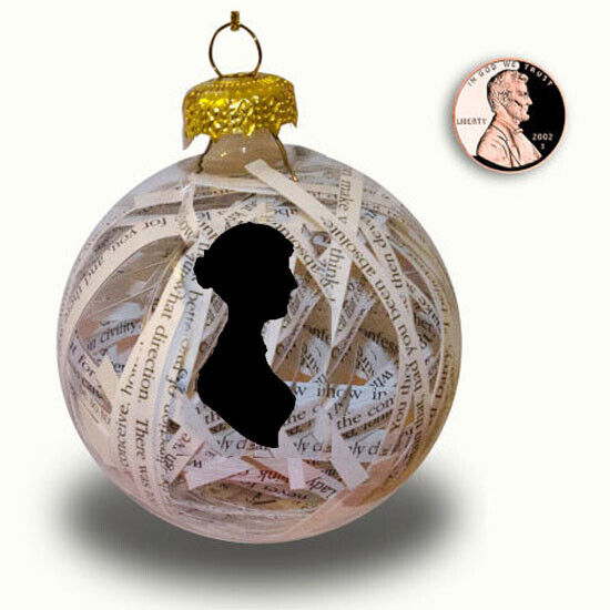 Handmade Jane Austen Pride and Prejudice Upcycled Book Ornament 2.5" (Large)