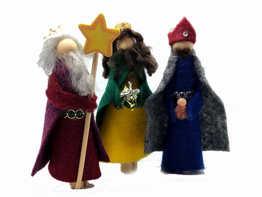 KIT The Holy Family Nativity Clothespin Doll Ornament Kit: 3 Wisemen Magi