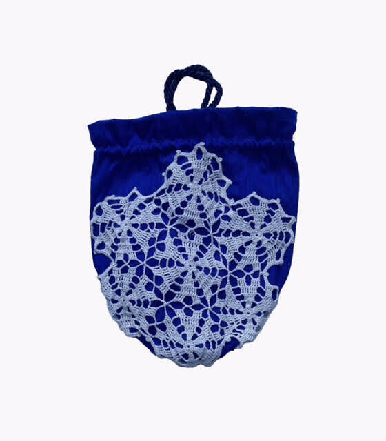 Austentation Regency/Victorian Reticule Purse with Lace: Royal Blue Snowflake