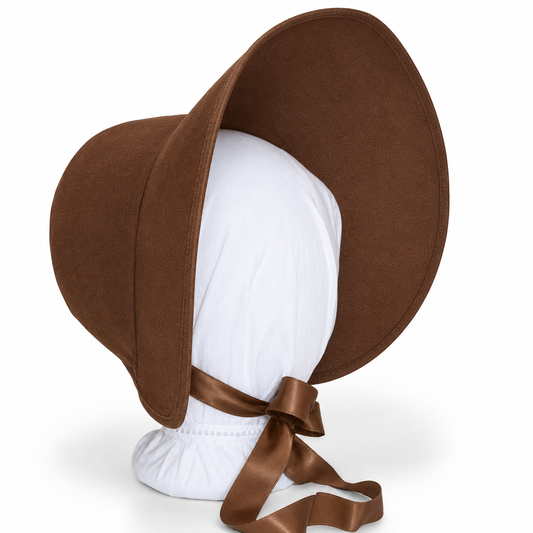 Plain Bronte: Late Regency, Early Victorian Felt Bonnet, Brown
