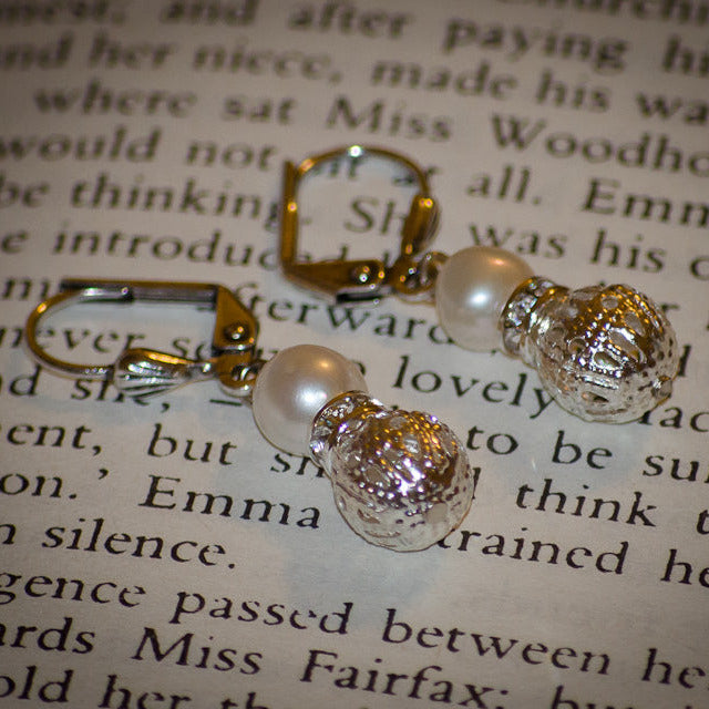 Freshwater Pearl & Filgree Earrings