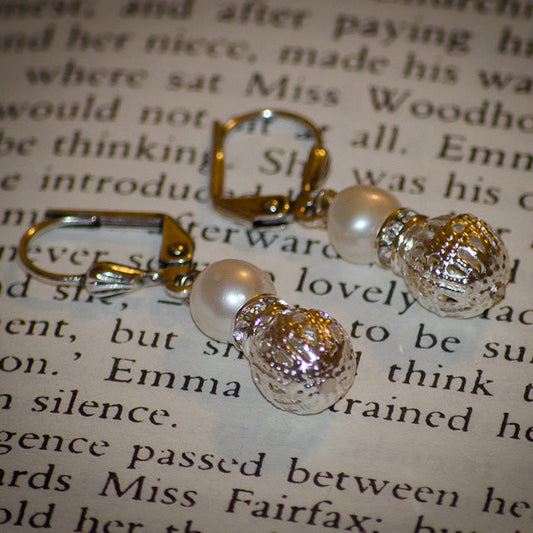 Freshwater Pearl & Filgree Earrings
