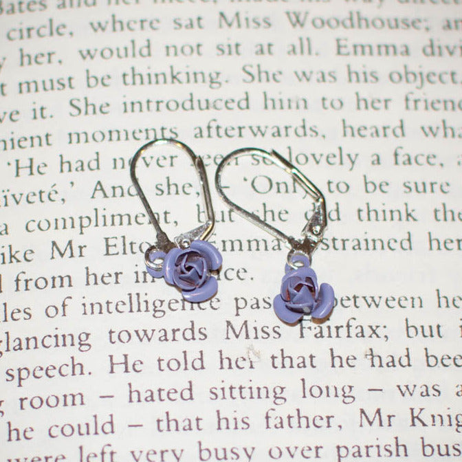 lavender rose earrings