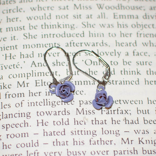 lavender rose earrings