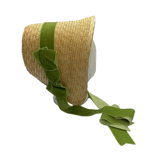 cottage bonnet with simple velvet ribbon