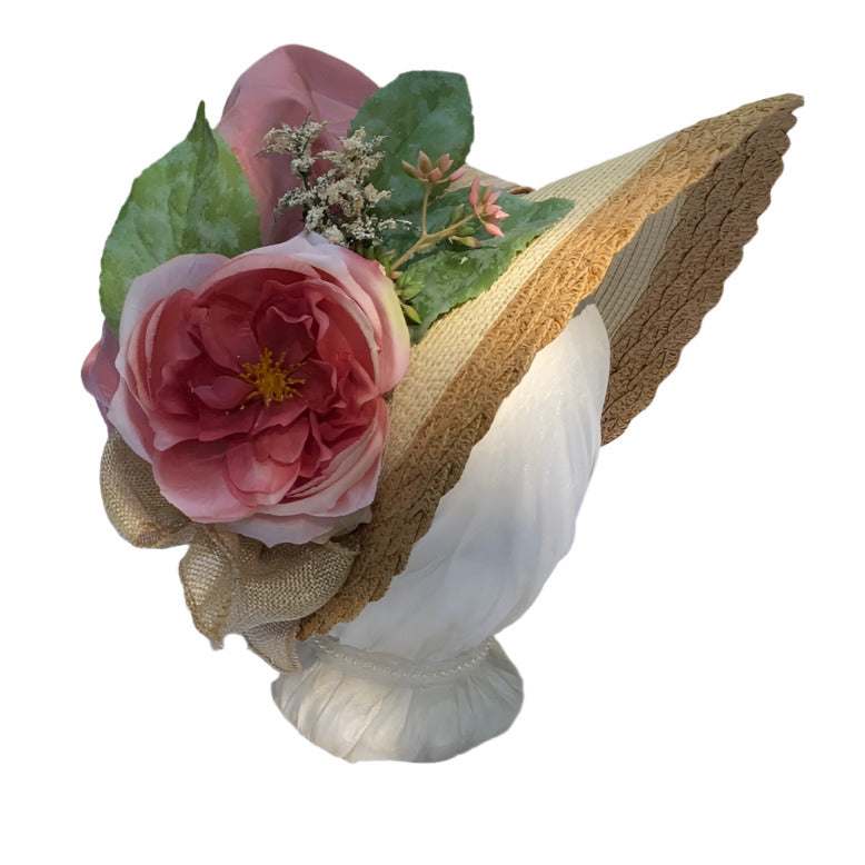 Packable Pink Rose Bonnet