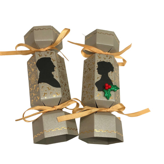 Jane Austen Pride and Prejudice themed His and Hers Christmas Cracker holiday party favor