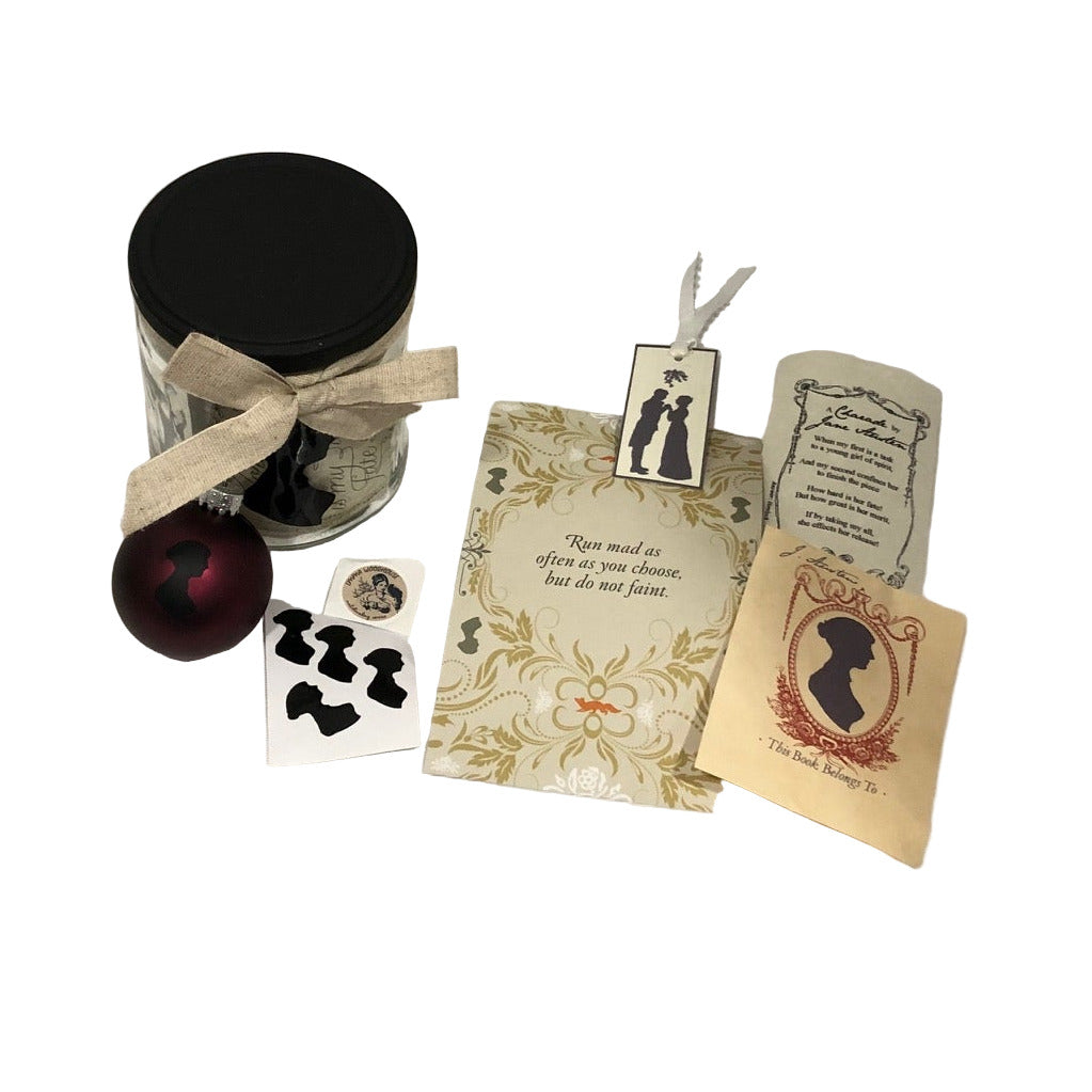 Jane Austen themed gift set with ornament, stickers, and more!
