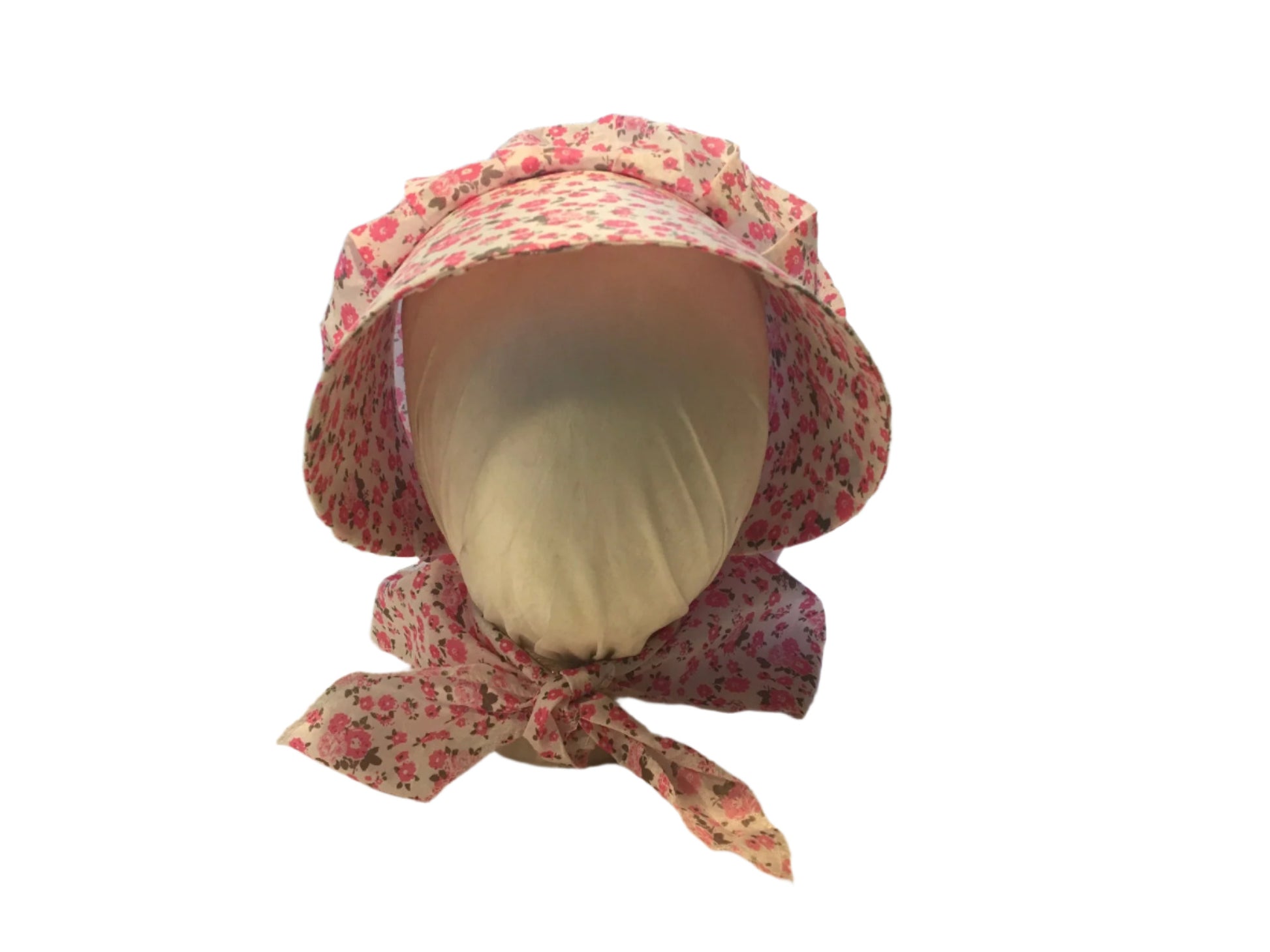 Pink calico pioneer prairie bonnet from Austentation
