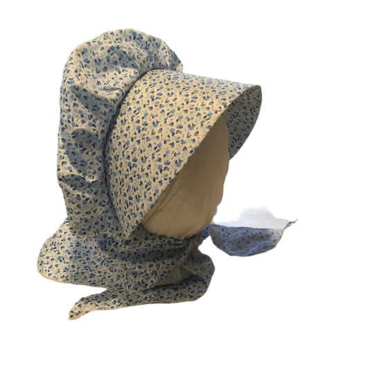 blue calico prairie bonnet for pioneer play