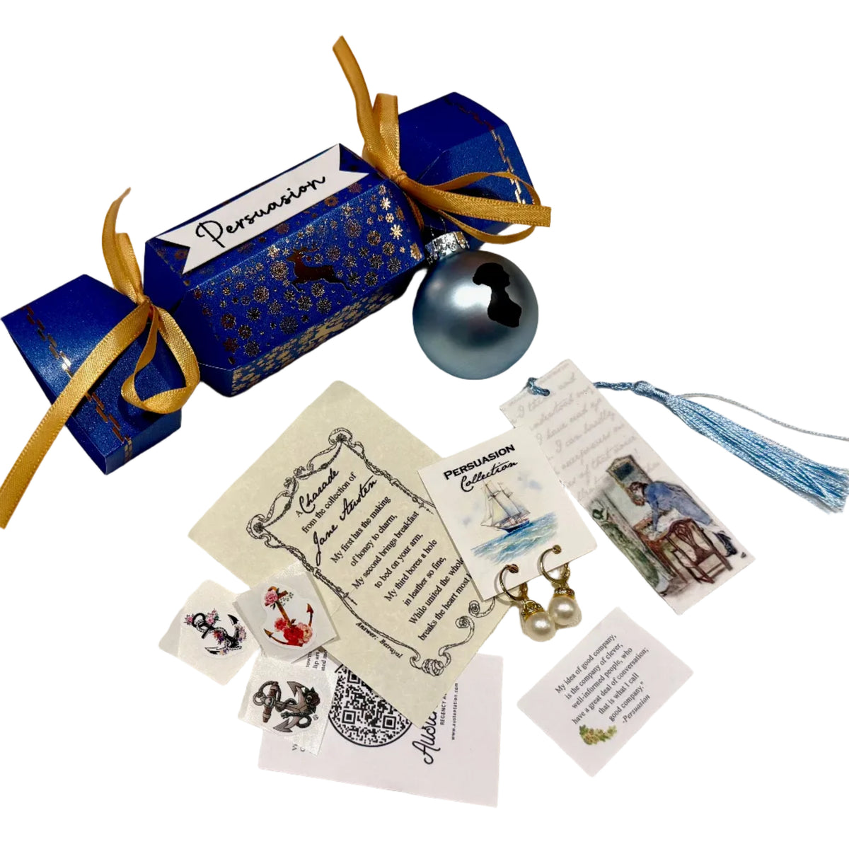 Jane Austen's persuasion themed christmas cracker party favor