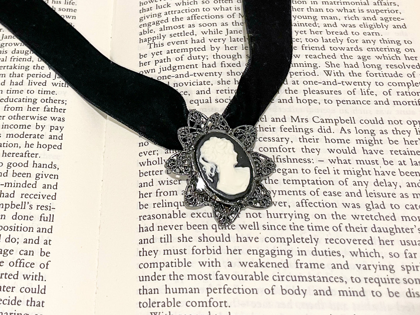 Black Velvet Choker with Cameo