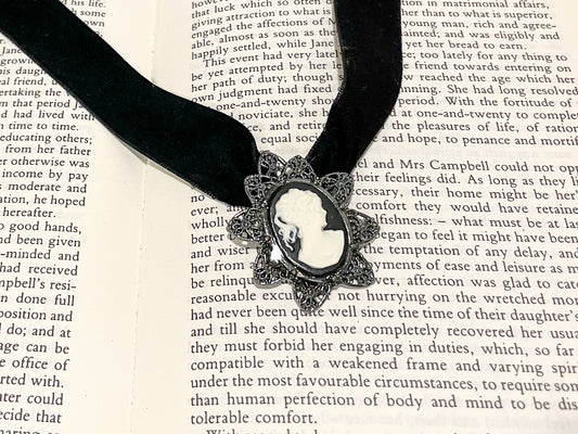 Black Velvet Choker with Cameo