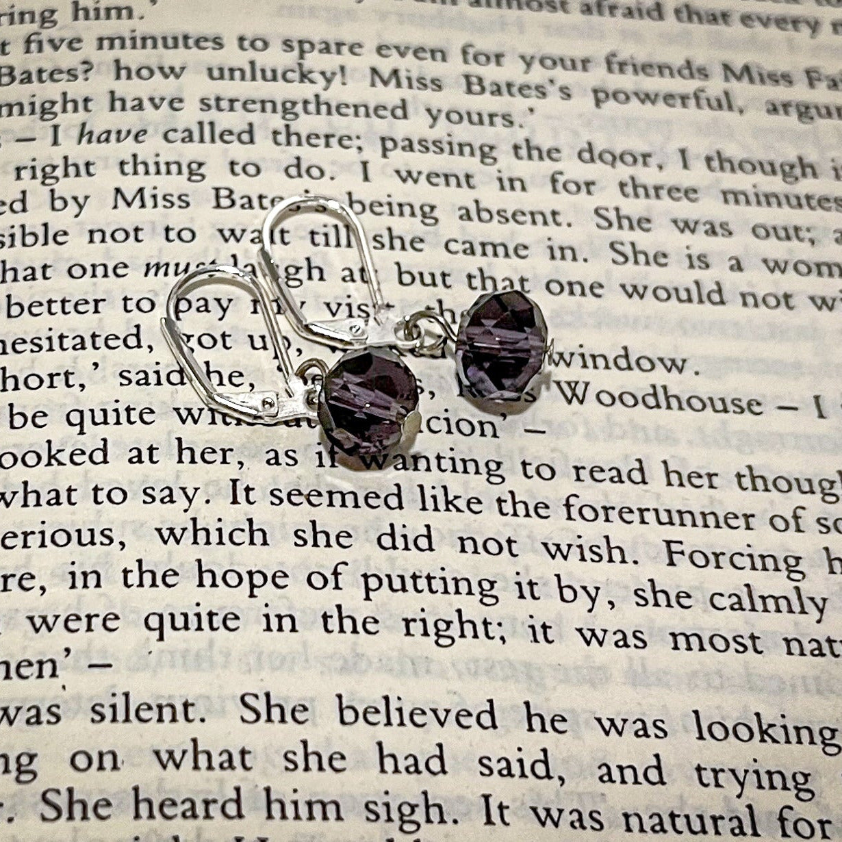 purple glass bead earrings 