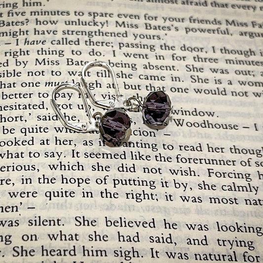 purple glass bead earrings 