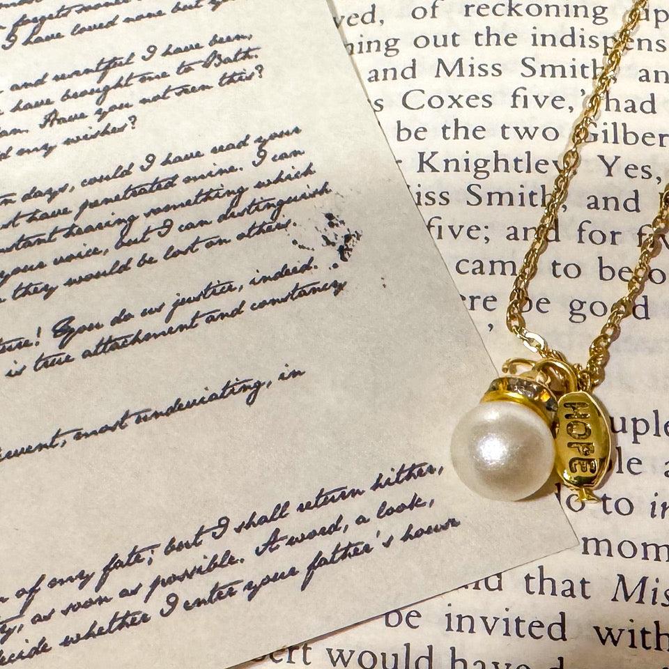 Austentation Persuasion Necklace: Half Hope pearl.