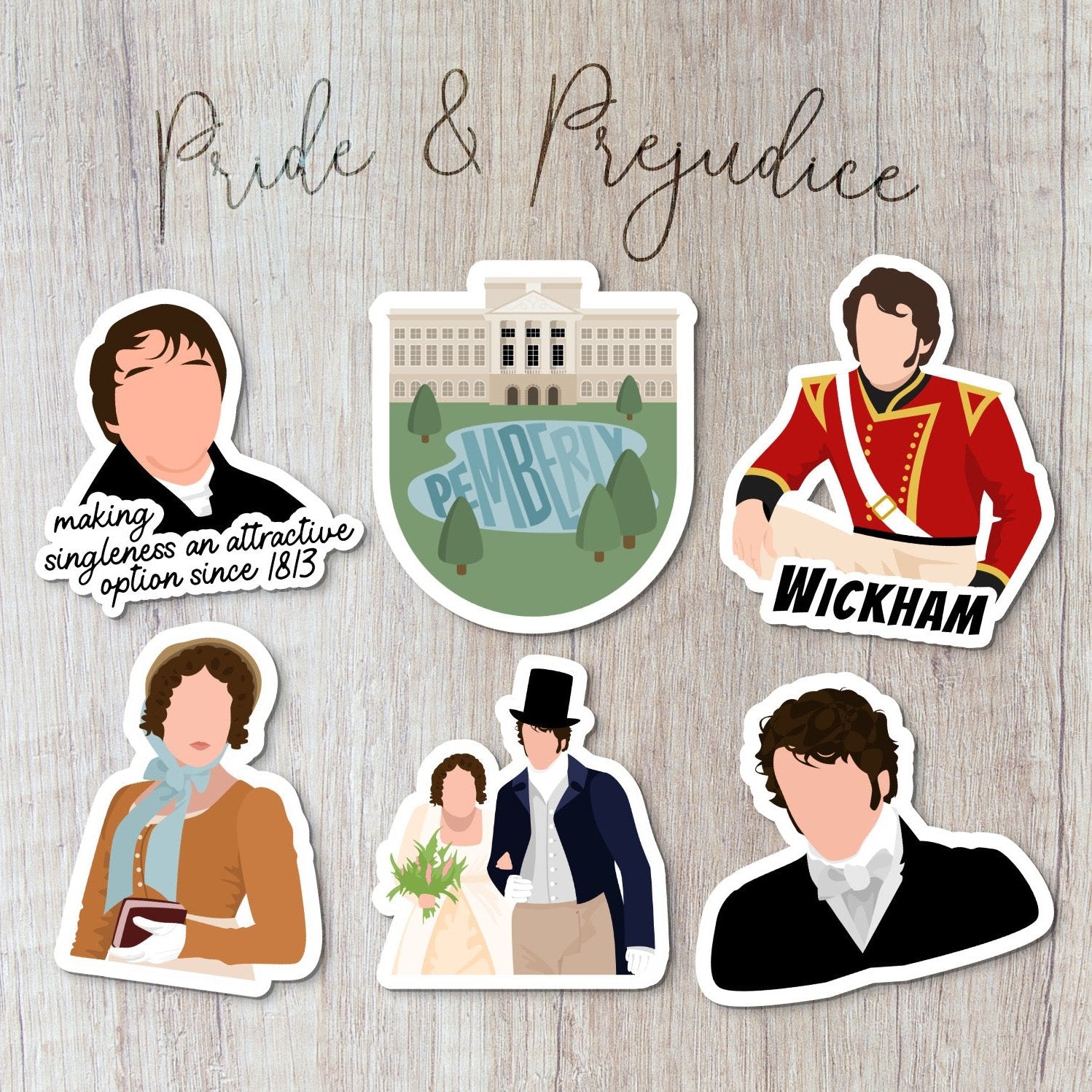1995 Transparent Sticker Pride and Prejudice 1995 Sticker Set – Austentation: Regency Accessories