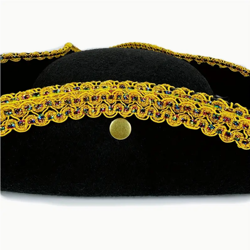 Black Felt Georgian Regency Tricorne Riding Hat or 18th c Pirate