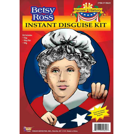 Colonial Betsy Ross Disguise: Wig, Cap, Flag
