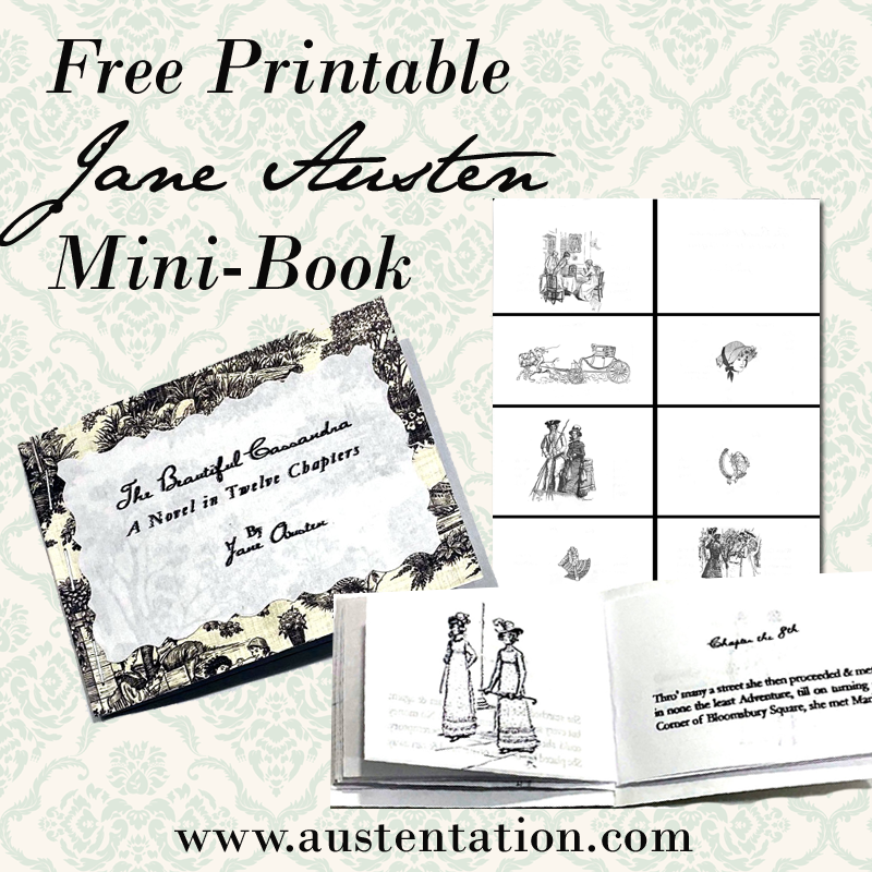 Free printable pdf copy of Jane Austen's juvenilia, the beautiful cassandra. A DIY craft for favors and gifts