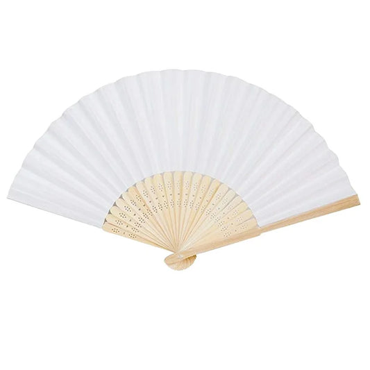 White Silk Bamboo Fan
