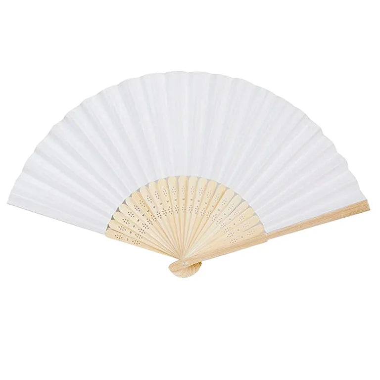 White silk and bamboo fan for Regency or Victorian Ball