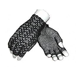 Black Silk Lace Fingerless Gloves Mitts for Regency Victorian