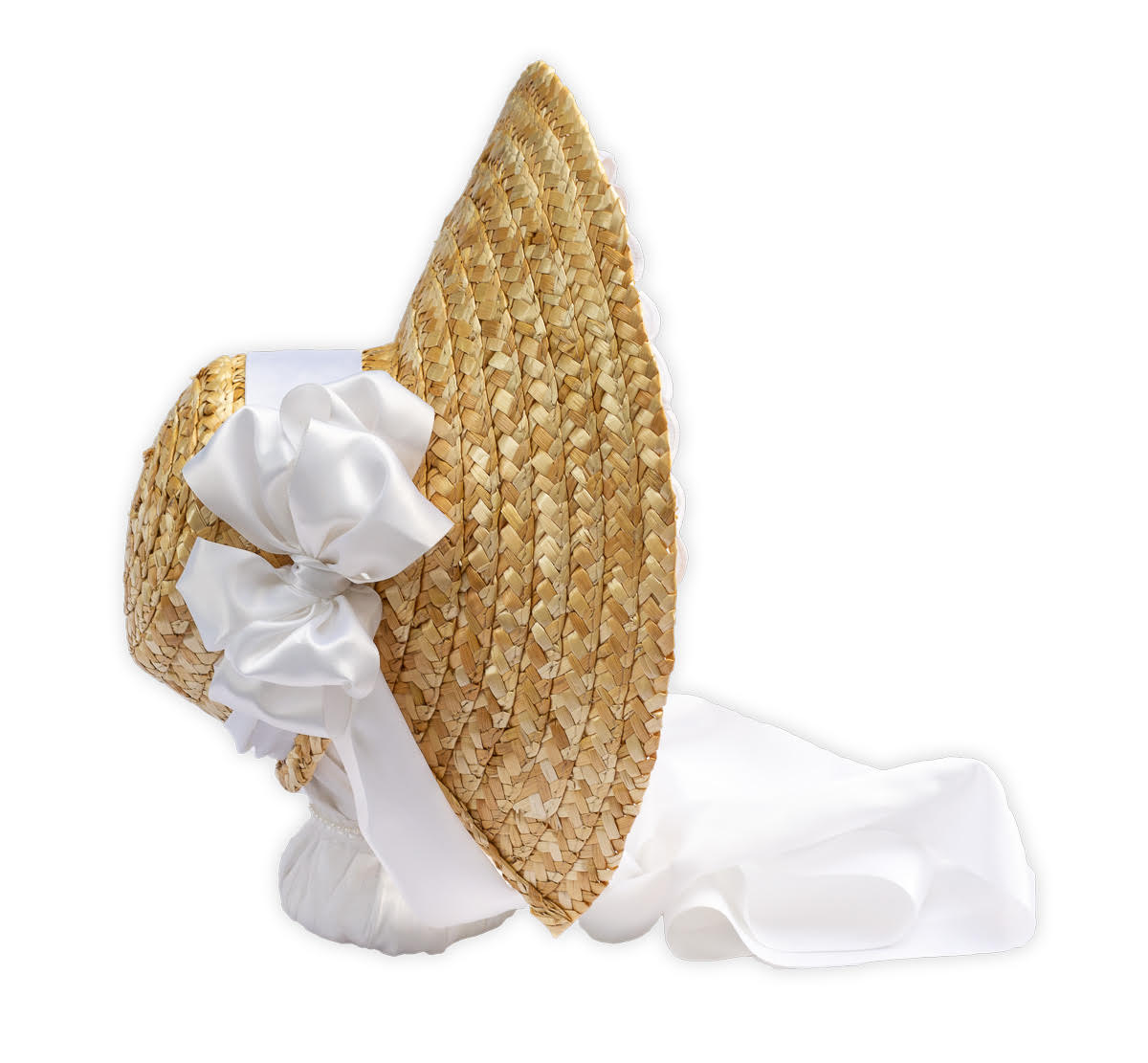 Regency Straw Bonnet with Lace: Bo-Peep