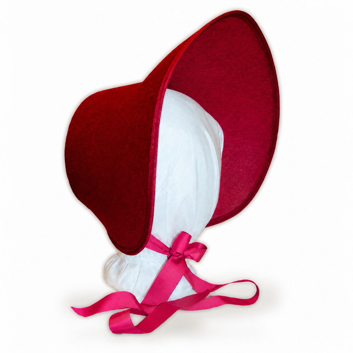 Plain Bronte: Late Regency, Early Victorian Felt Bonnet: Deep Red/Burgundy