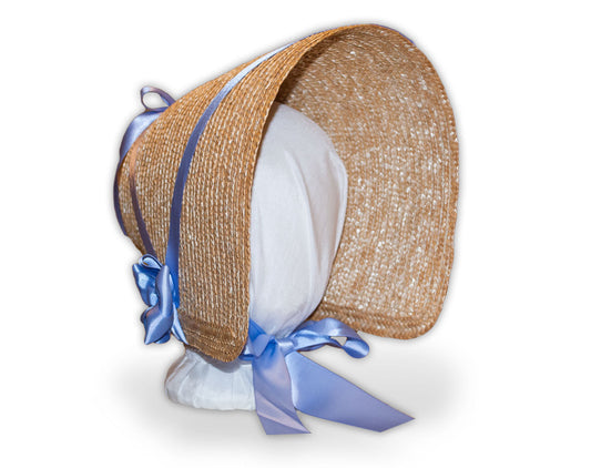 regency women's straw capote style bonnet in your choice of ribbon colors