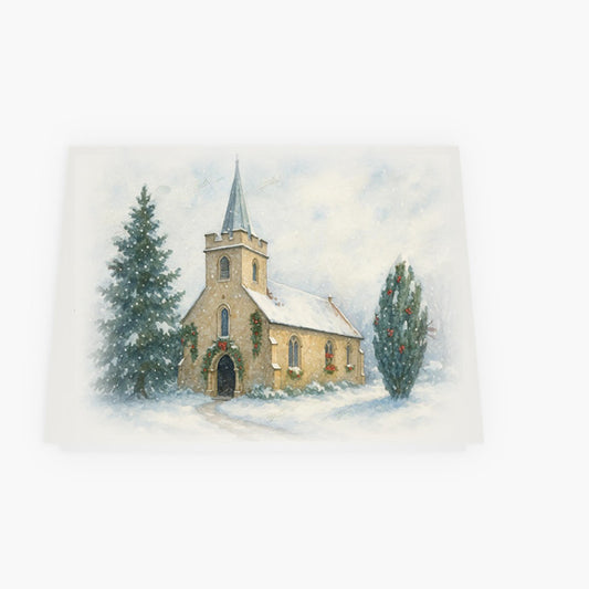Jane Austen's Steventon Church Watercolor Printable Christmas Card Download