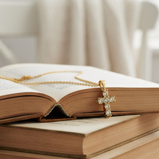 cz crystatl cross like Jane Austen's necklace
