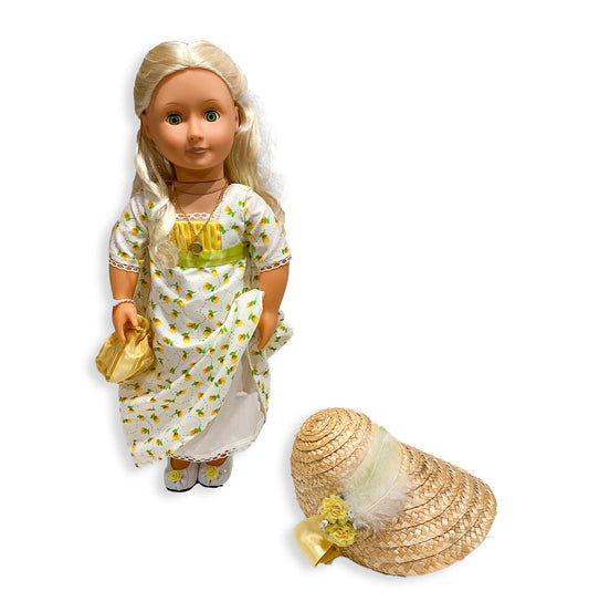 18" doll Emma American English Regency Girl doll with hand made dress by Austentation.