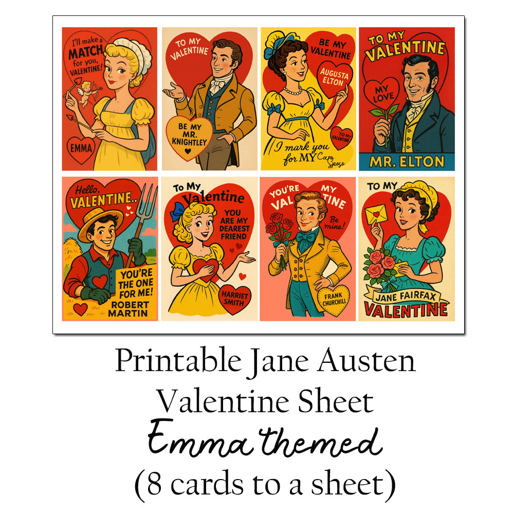downloadable printable valentine cards from Jane Austen's Emma