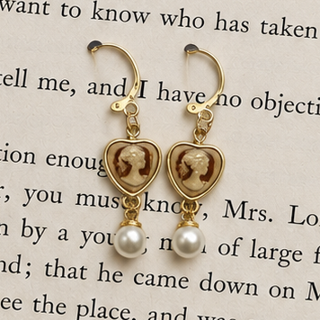 heart shaped cameo earrings