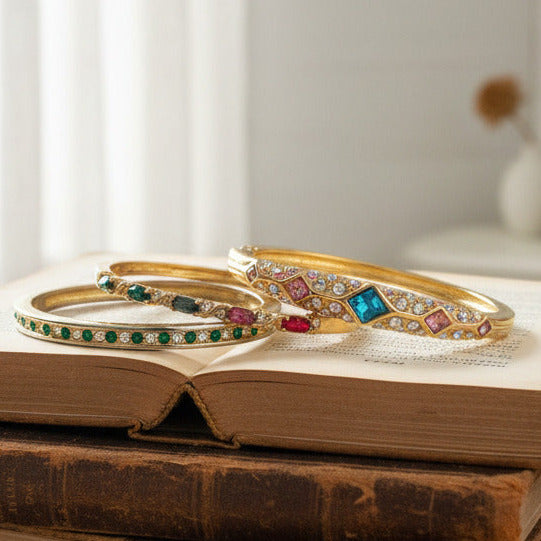vintage gemstone  bracelets- perfect for wearing over gloves at a regency or victorian ball.