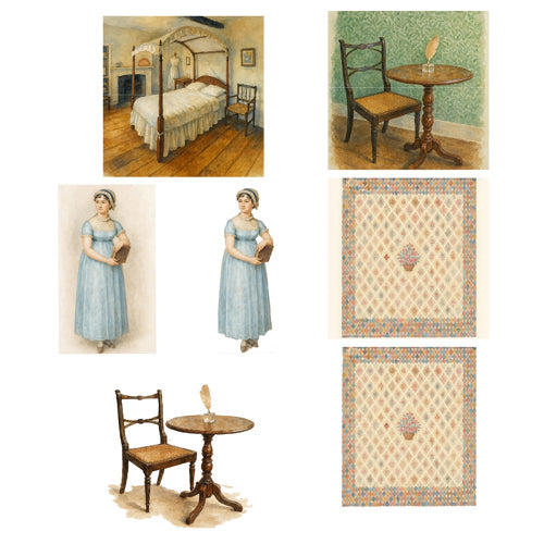 Jane Austen's Home 13 Instantly Downloadable Watercolor Clip Art Images