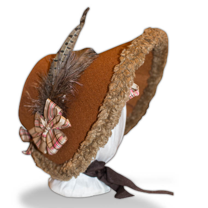 Plain Bronte: Late Regency, Early Victorian Felt Bonnet, Brown