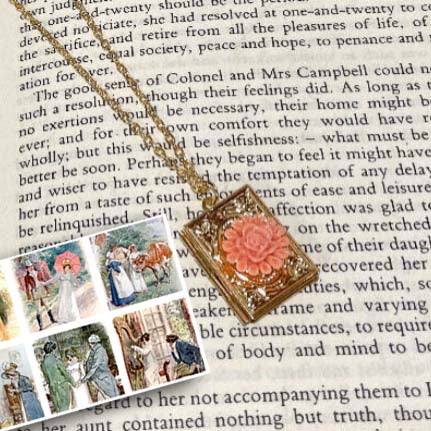 Customize Jane Austen Austen Book Locket with illustrations from novels by C.E. Brock
