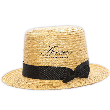 Regency men's straw summer top hat with ribbon trim