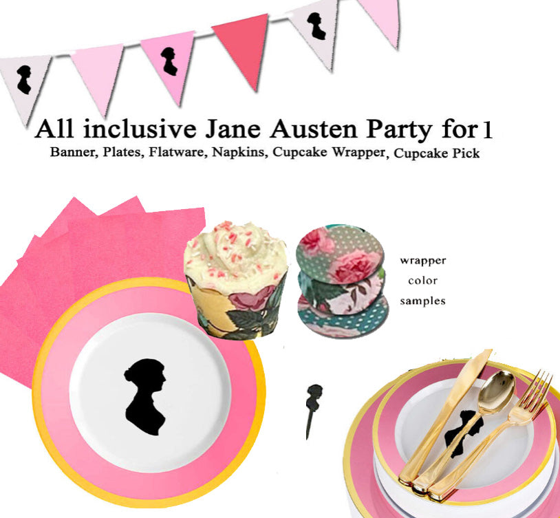 9 pc Jane Austen Party Kit for 1 Guest