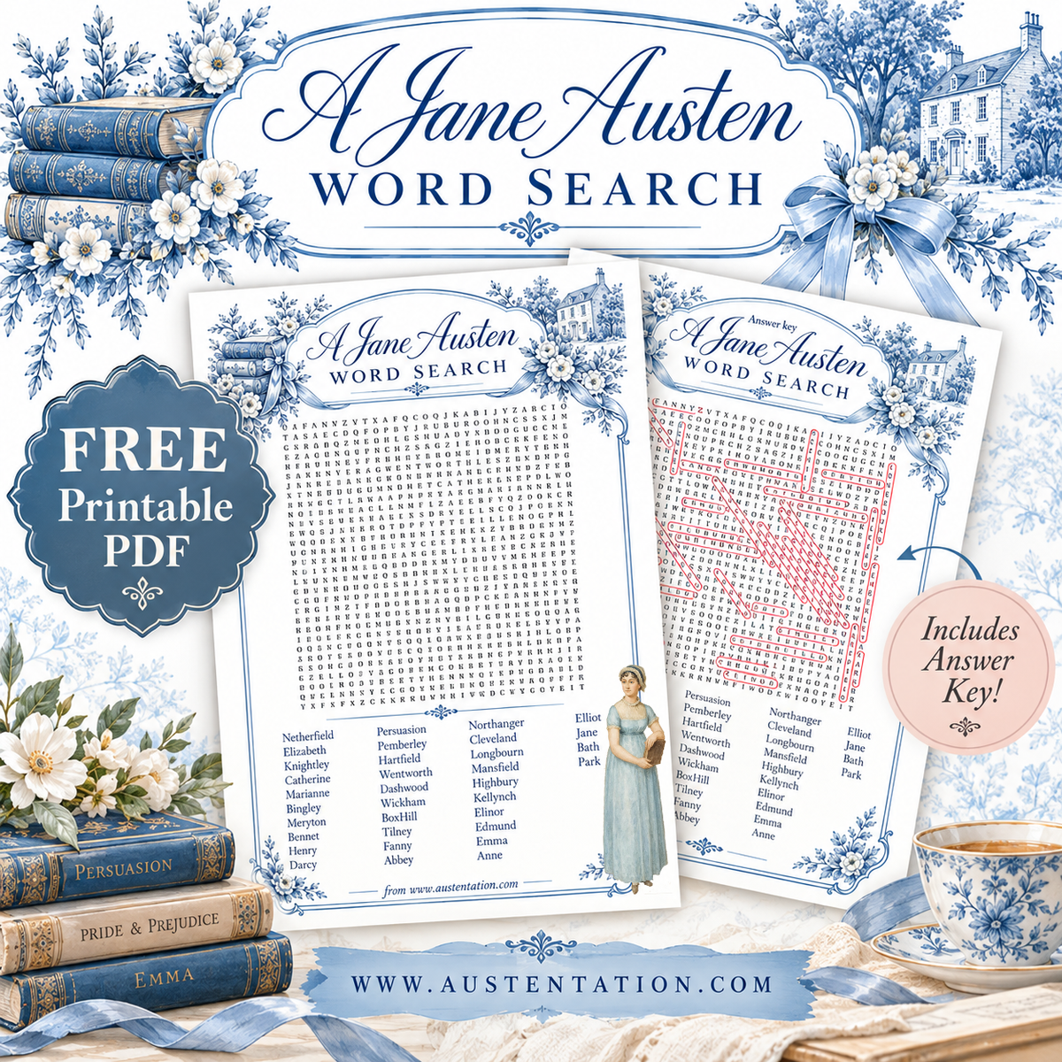 Free Downloadable Jane Austen Wordsearch