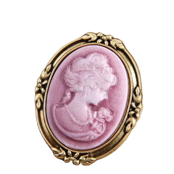 pink regency cameo pin brooch