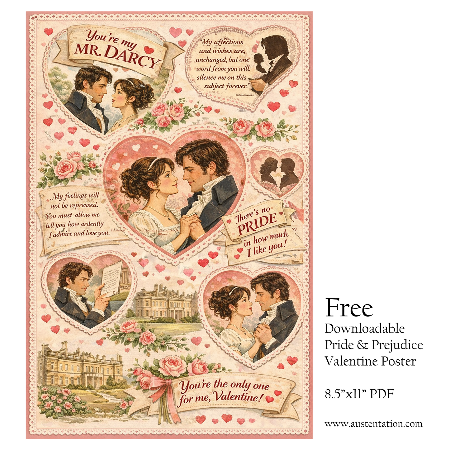 Free Printable Valentine Poster: Pride & Prejudice