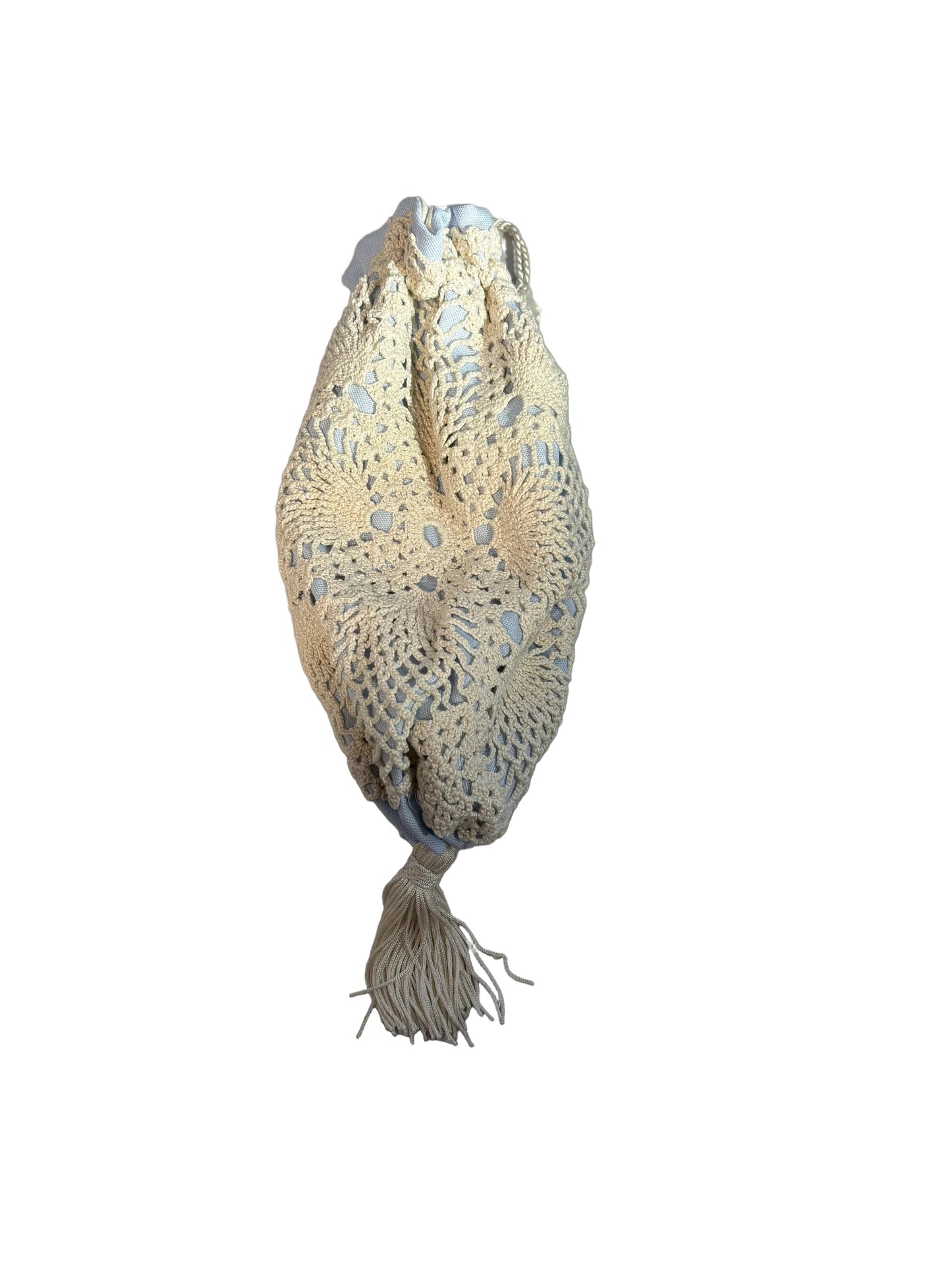 Ivory and Light Blue X-Tall Regency/Victorian Reticule