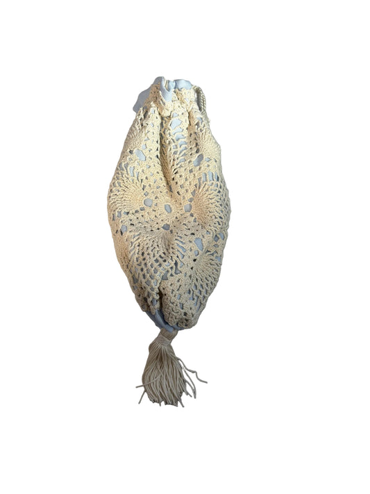Ivory and Light Blue X-Tall Regency/Victorian Reticule