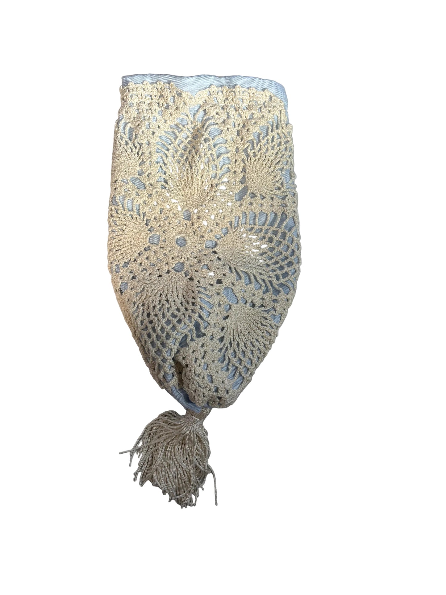 Ivory and Light Blue X-Tall Regency/Victorian Reticule