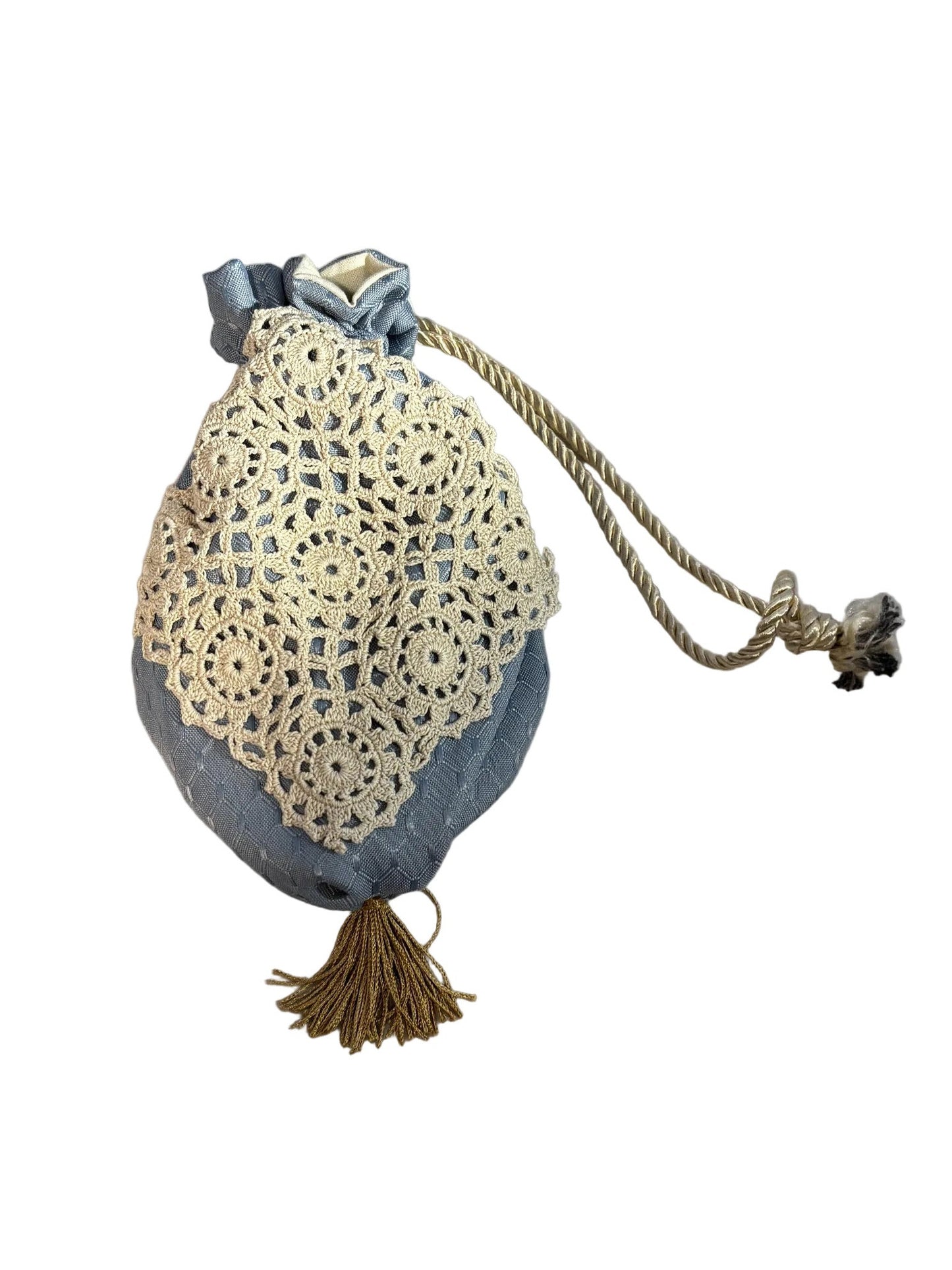 Dusty Blue, Ivory, and Gold Regency/Victorian Reticule