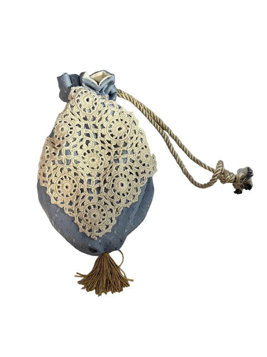 Dusty Blue, Ivory, and Gold Regency/Victorian Reticule