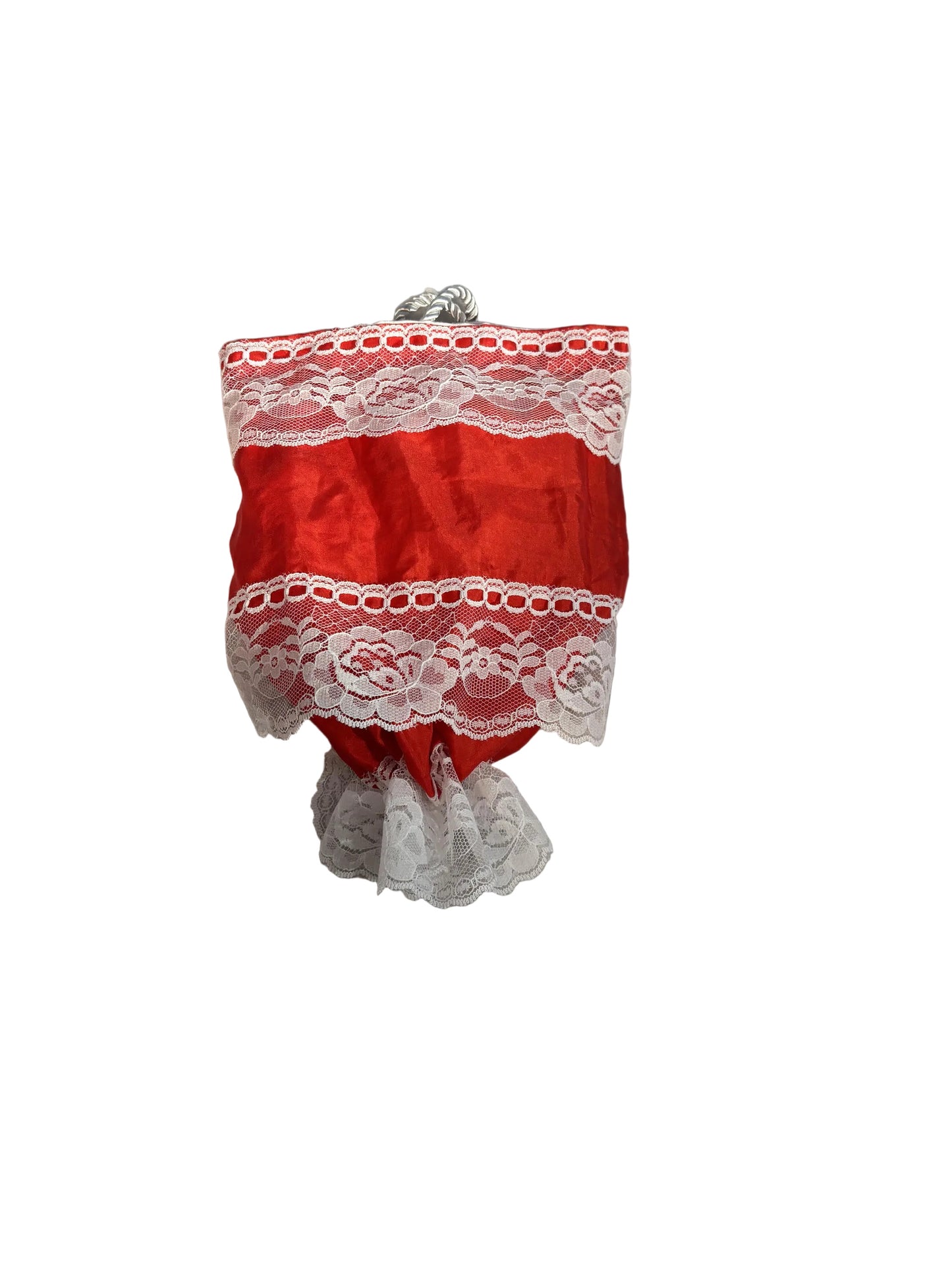 Red Silk and White Lace Reticule